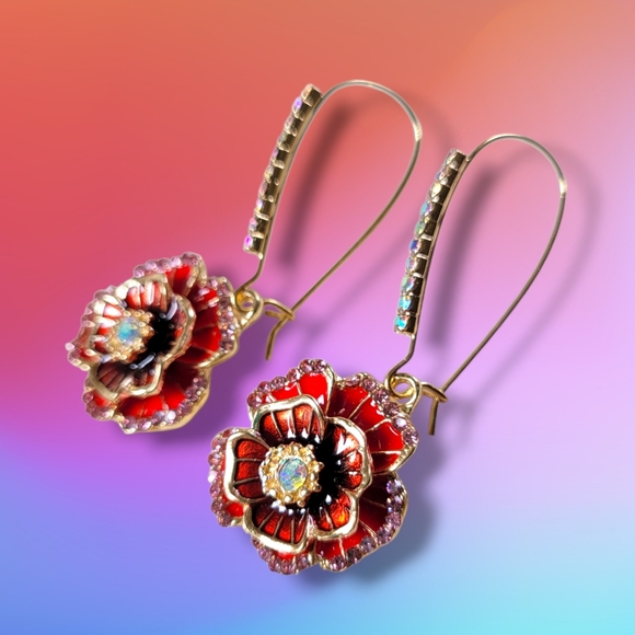 Betsey Johnson Jewelry - ✨️HP✨️Betsey Johnson | NWOT Colorful Romantic Floral Dangle Earrings